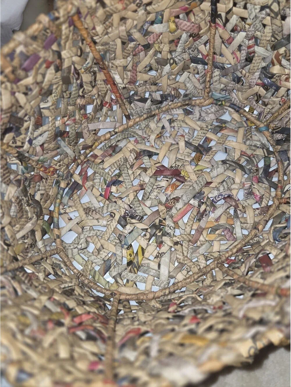 Handmade Woven news Paper Oval Basket w/ Handles,